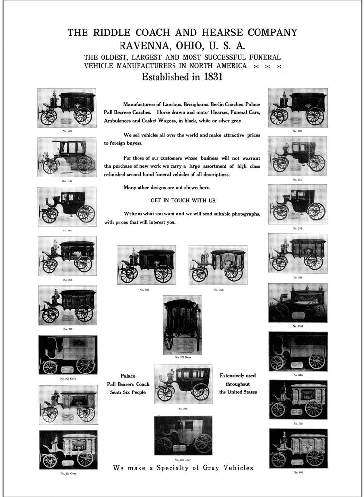 Riddle horse-drawn hearses poster