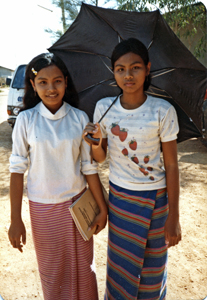 Cambodian women going to class